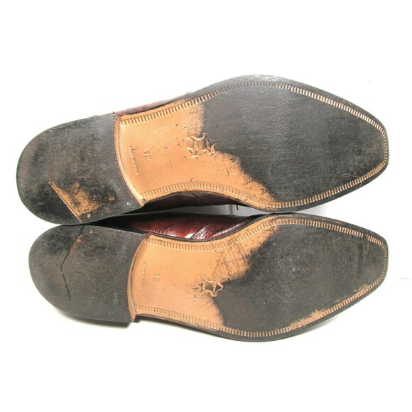 Florsheim Brown Reptile Print Leather Cap Toe Oxfords Mens Size US 12 D - Picture 3 of 11